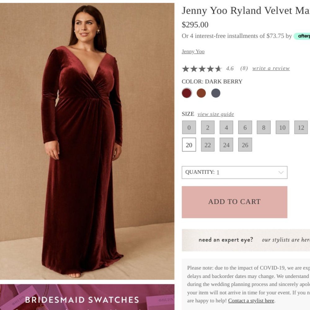 Gorgeous Jenny Yoo Ryland Formal Gown- Plus Size Floor Length Velvet Gown (16)